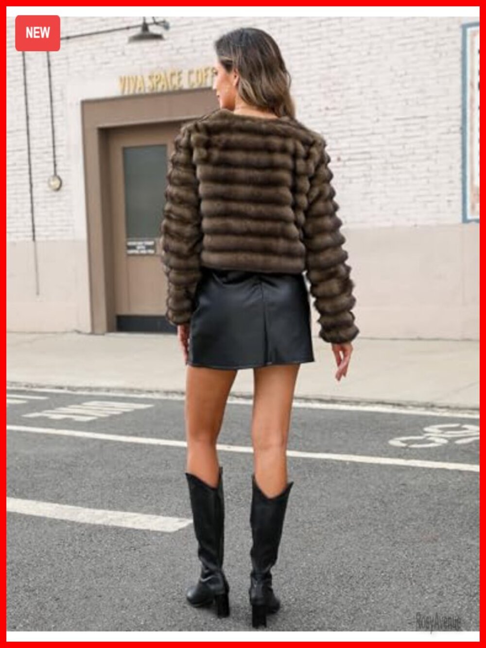 Womens Faux Fur Cropped Coat Fuzzy Long Sleeve Winter Jacket - Picture 4 of 6